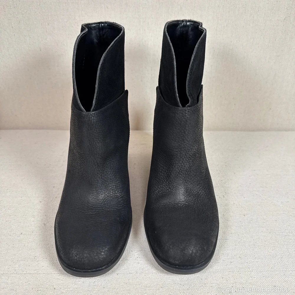 NWOT NINE WEST Dale Block Heel Nubuck Leather Ankle Boots | Black | Women's 7.5‎